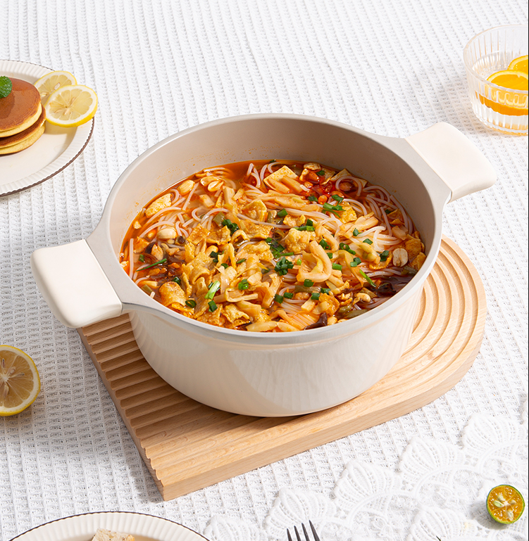 Ready Goods New Design Ceramic Non Stick Cookware Sets 24cm Soup Pot with Frying Pan for Kitchen