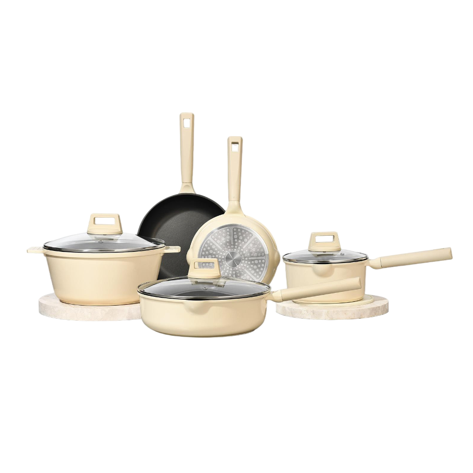 Premium 8-Piece Non-Stick Cookware Set with Glass Lids