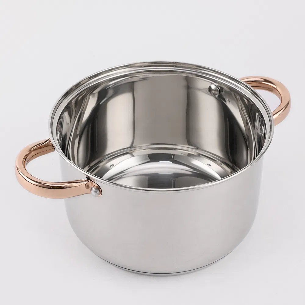 Cast Iron Cooking Ware 8PCS Stainless Steel Cookware with Gold Plated Handle