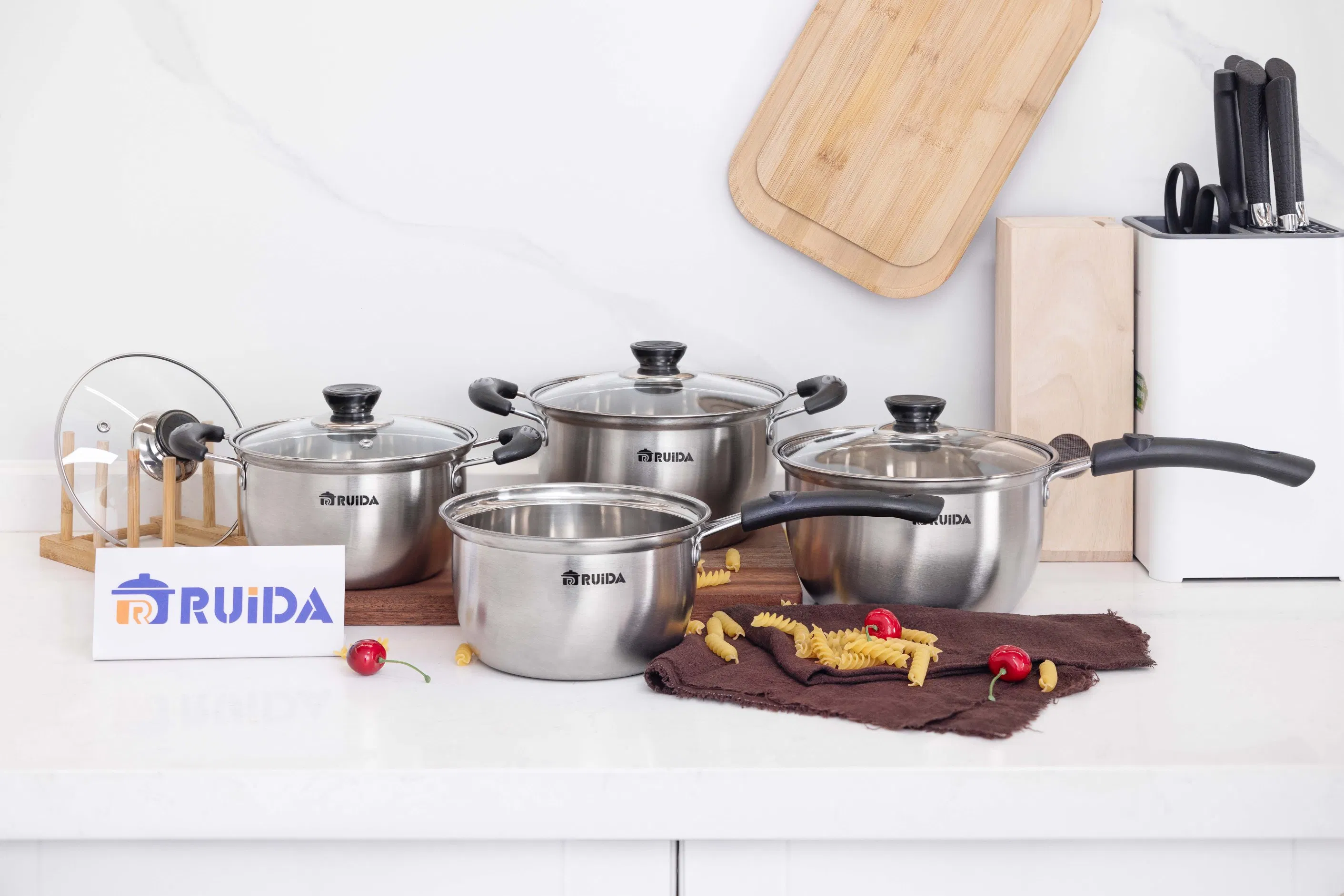 Wholesale Kitchenware 8PCS Non-Stick Cooking Pots Stainless Steel Cookware