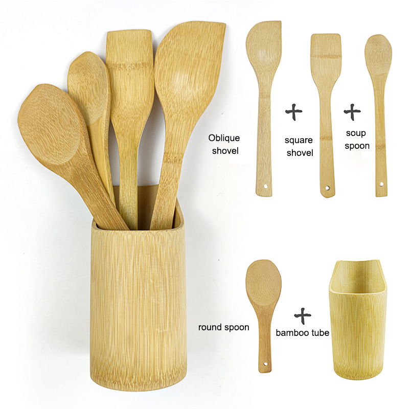Eco Friendly Cooking Kitchen Cooking Utensil Set Cookware Bamboo Kitchen Wares Set Cooking Utensil