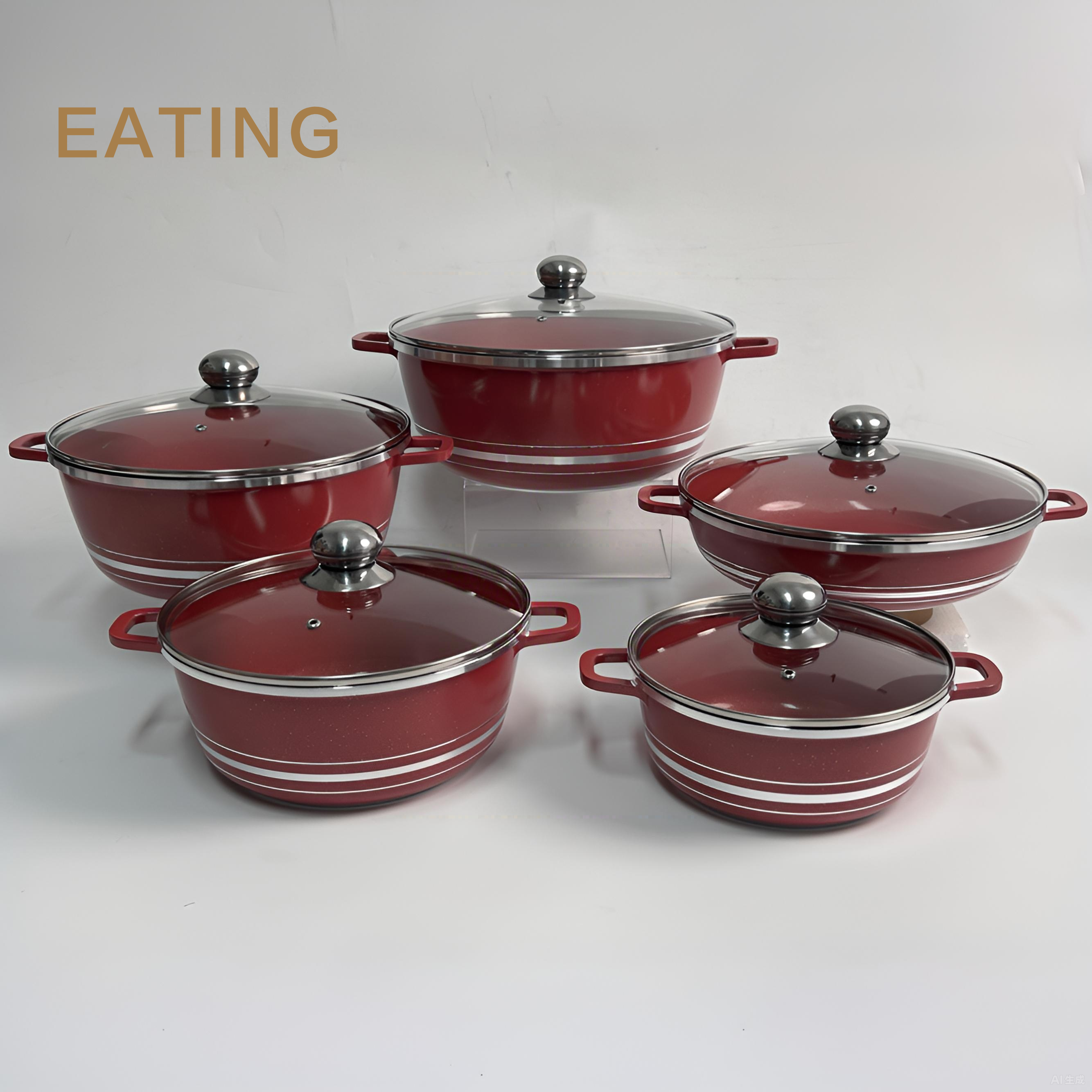 2025 New 10-Piece Nonstick Cookware Set Pots and Lids Set (20-24-28-32 Cm) - High Quality Durabler Professional Kitchens Granite