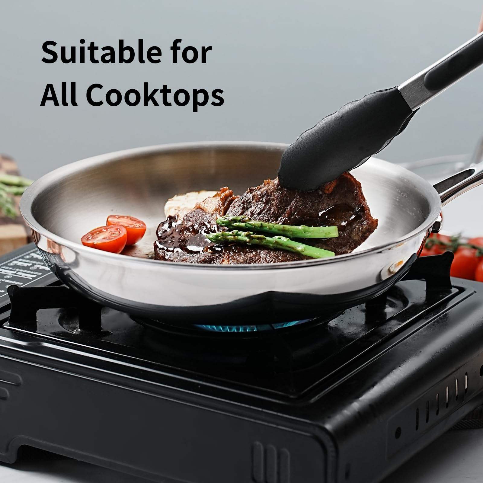 Tri-ply Stainless Steel 304 Fry Pan Skillets Home Use Induction Cookware 8/10/12 Inch Non-stick Frying Pan Set Cooking Pan