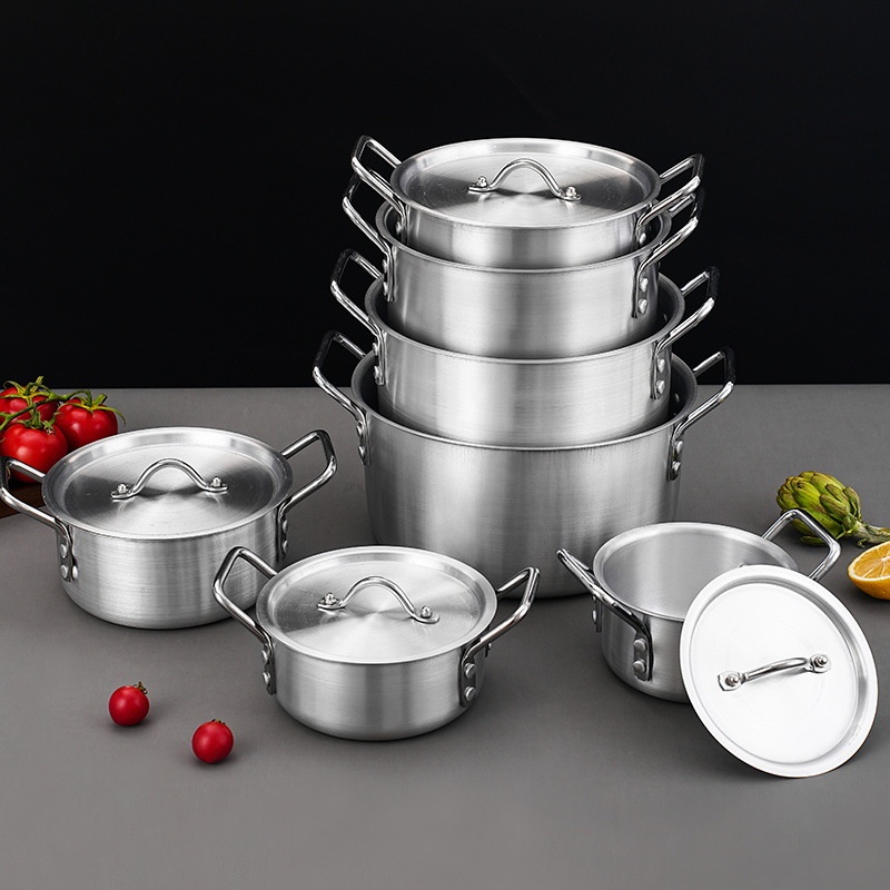 7-in-1 Gas Compatible Uncoated Pot Set Sanded Finish Multi-Purpose Cookware for Home &amp; Commercial Use