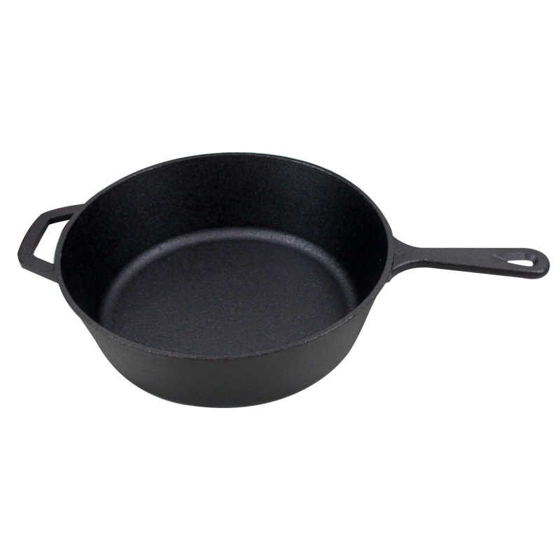 Preseaseond Double Use Cast Iron Saucepan with Skillet Lid Combo Cooker