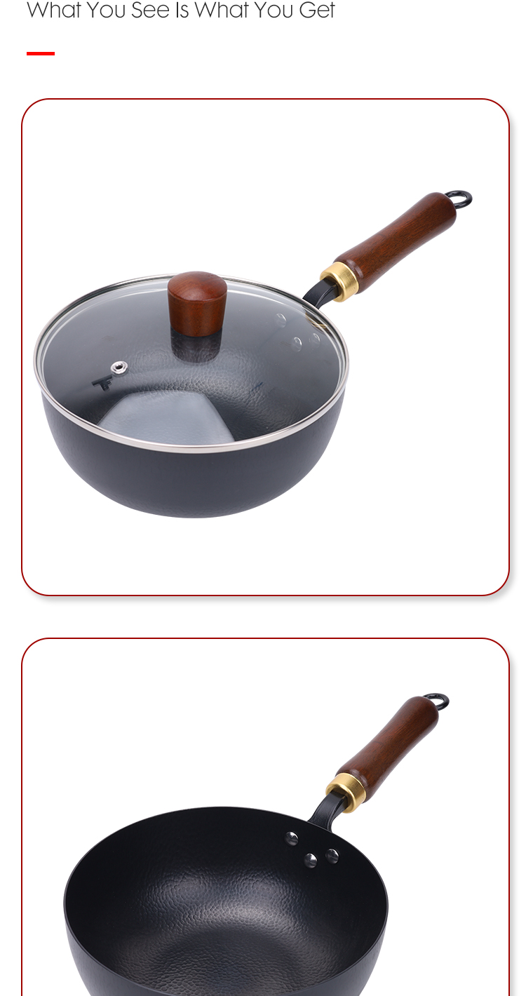 Wok Pan Hammered Wok Fish Scale Texture Stir Fry Pan Scratch Resistant Fast Heating Cookware for Gas and Induction