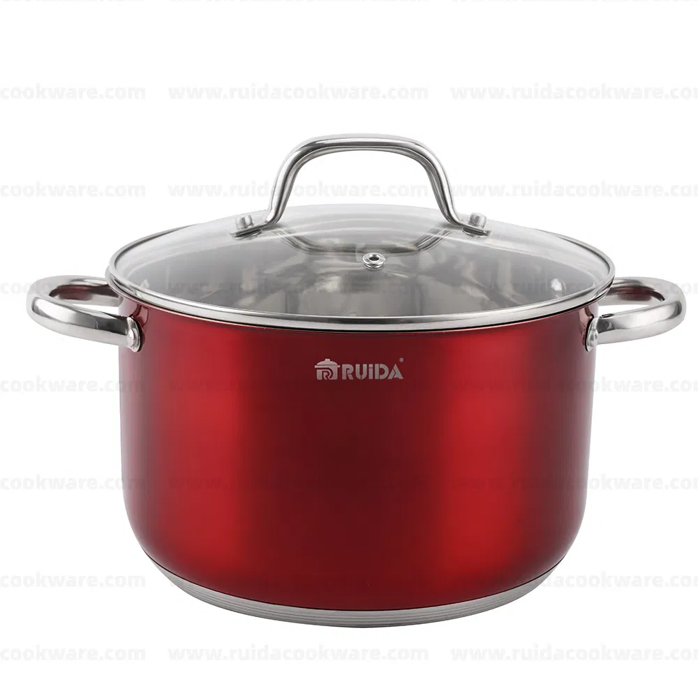 Good Quality 12PCS Stainless Steel Cookware Set with Red Color Painting