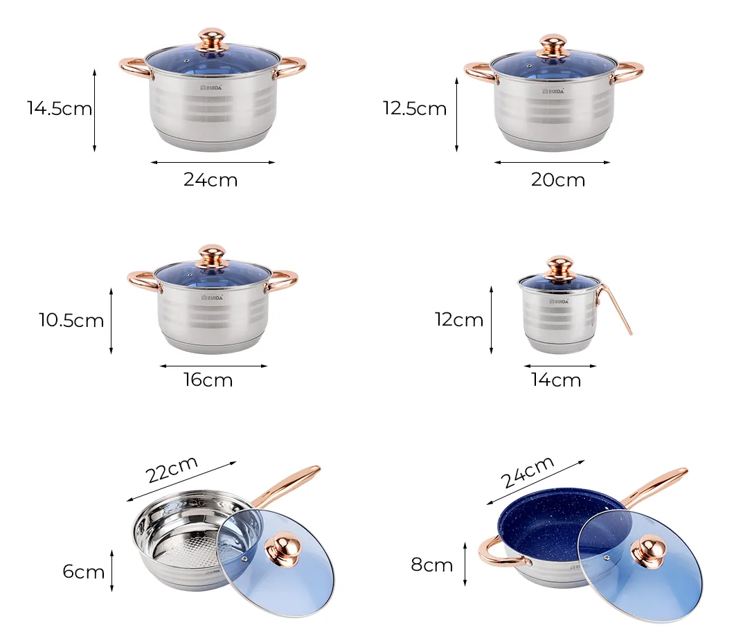 Factory Direct Supplier Kitchen 9PCS Stainless Steel Cookware Kitchen Ware with Restaurant