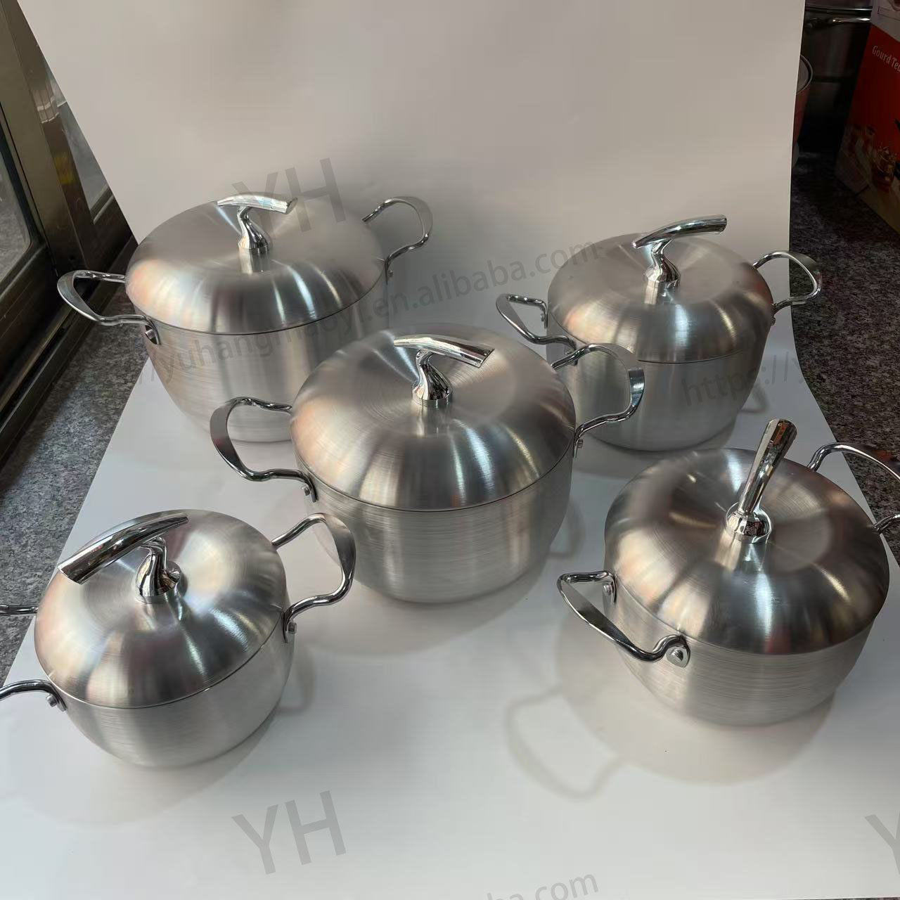 RTS Heavy Thick 10 Aluminum Pot Cookware Sets Jogo De Panela Casseroles 16-24CM Large Kitchenware Soup Stock Pots Pan Set