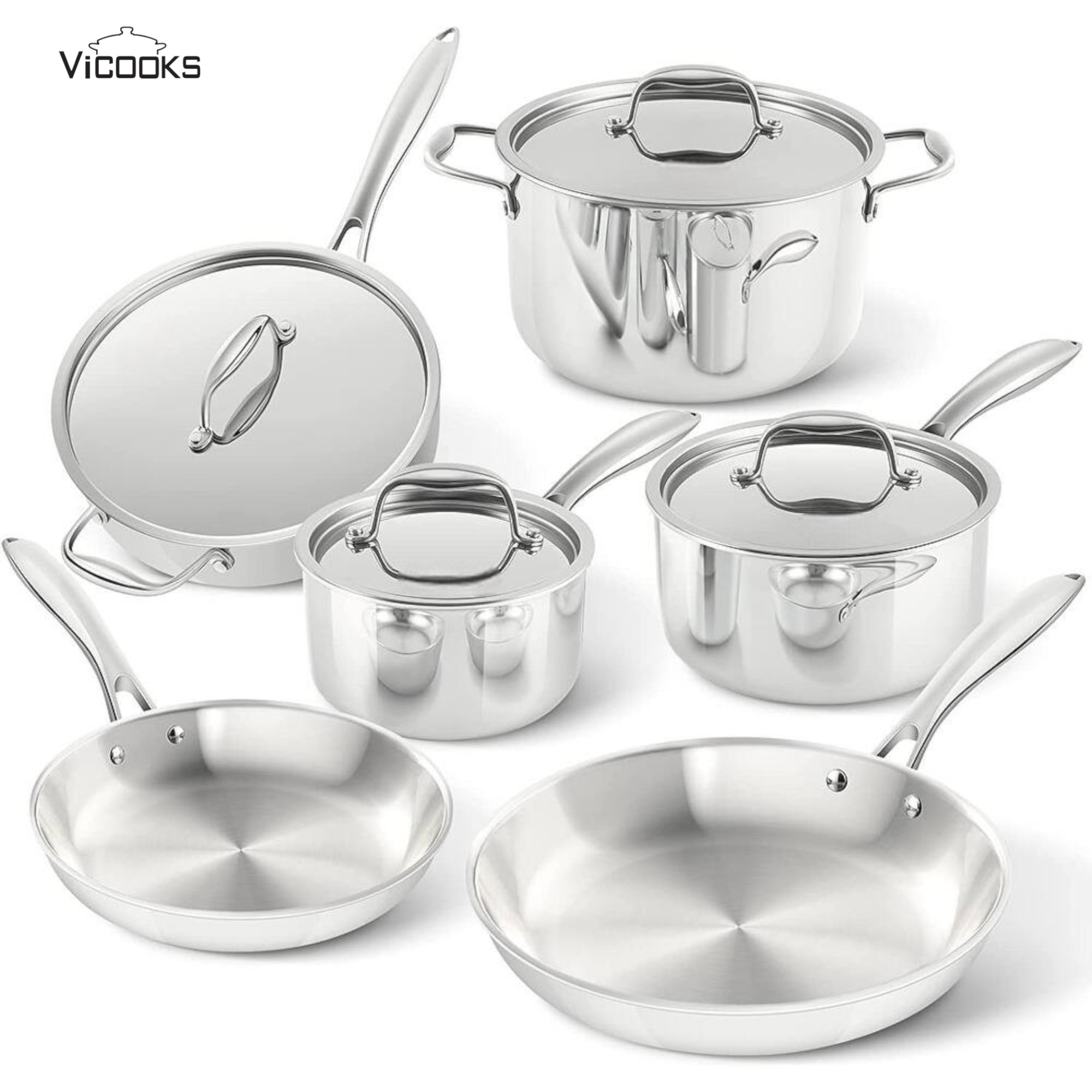 Triply Clad Stainless Steel Cookware Commercial Cooking Pot Set Cookware Sets for Small Kitchens
