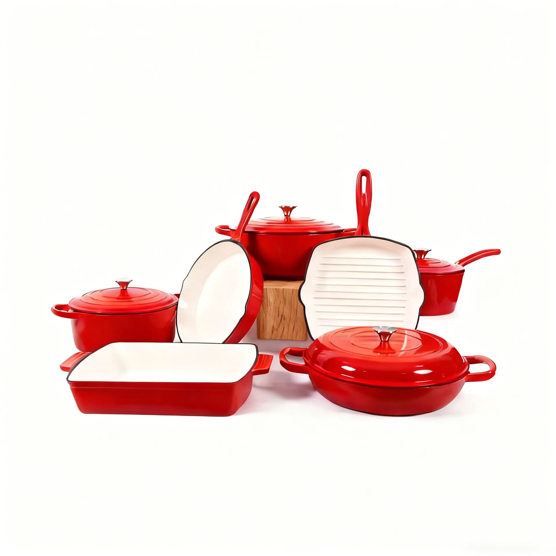 Customized Enamel Ware Cooking Pot Kitchen Cast Iron Set Cookware