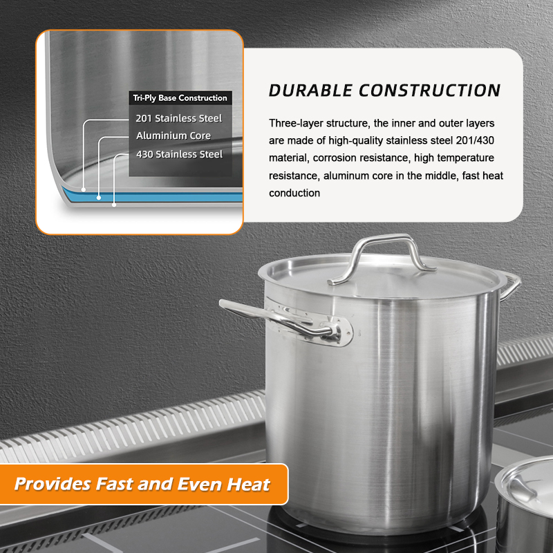 Factory Direct Stainless Steel Stock Pot Soup Stock Pot With Double Ears With Lid for Hotel Kitchen Use