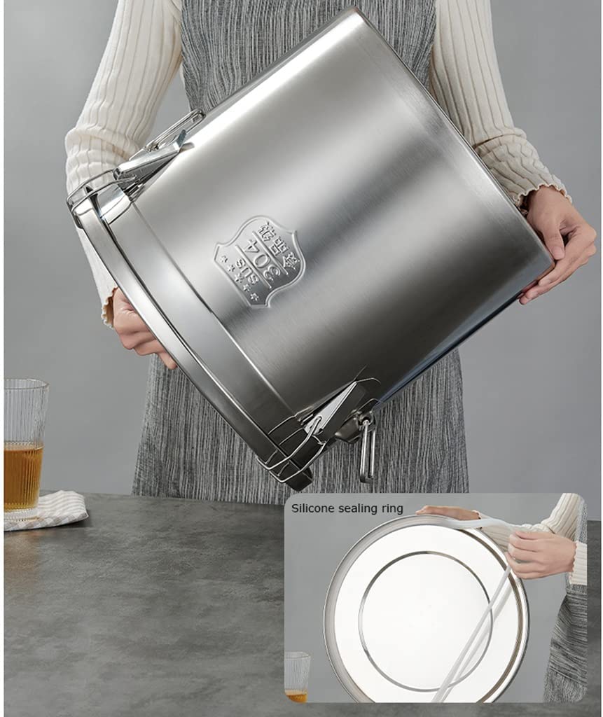 Modern Liquid Transportation Deep Stock Pot 304 Stainless Steel Milk Bucket Food Canister Barrel Container Dishwasher Safe