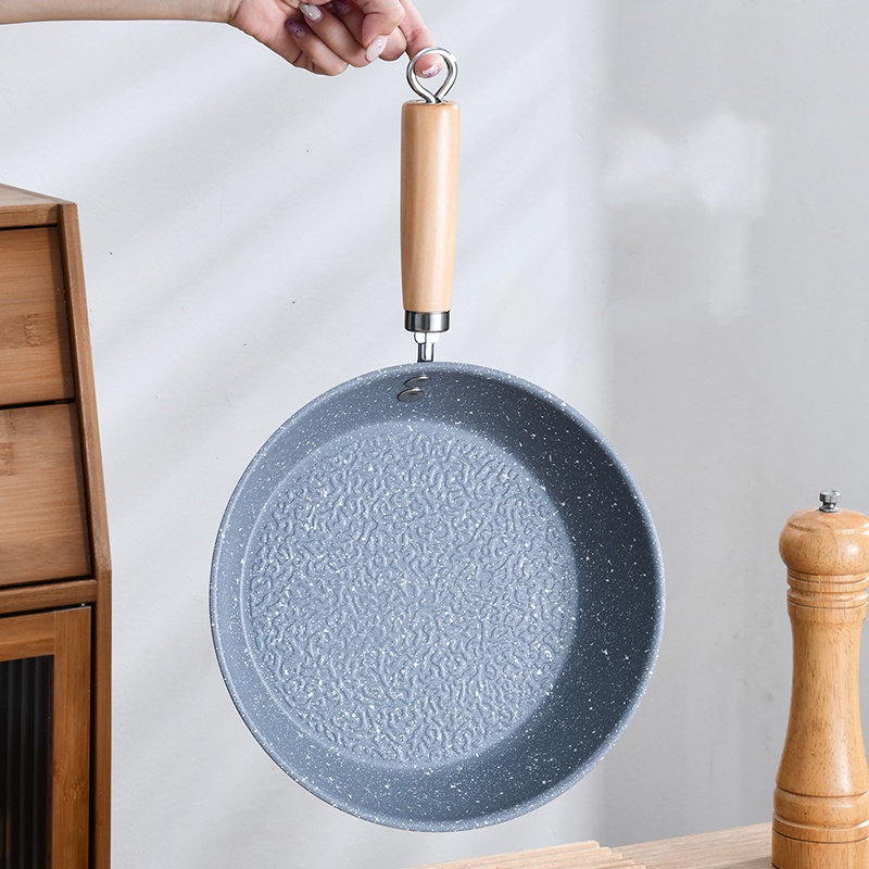 Non-stick PTFE-coated frying pan with wooden handle | Food-grade, PFOA-free cooking utensil for gas and induction cooktops