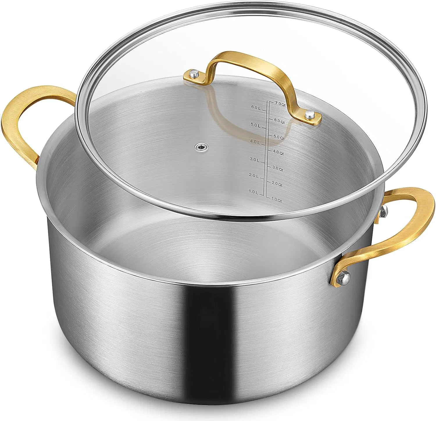 Utensils 8 Quart Sauce Pan for Soup with Tri-Ply Bottom &amp; Clear Glass Lid