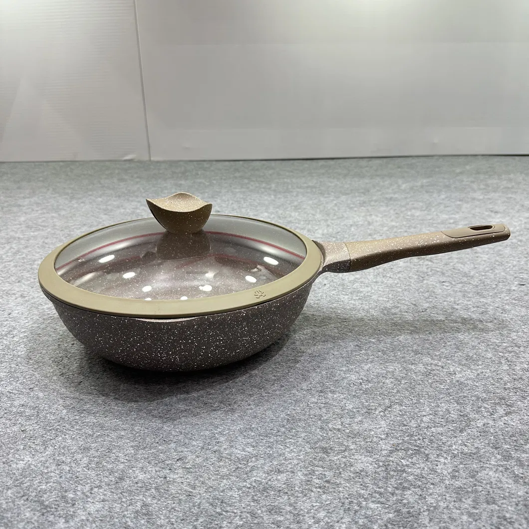 Hot Sale Aluminum Wok Non-Stick Saucepan Marble Granite Cooking Casserole Steamer Cookware