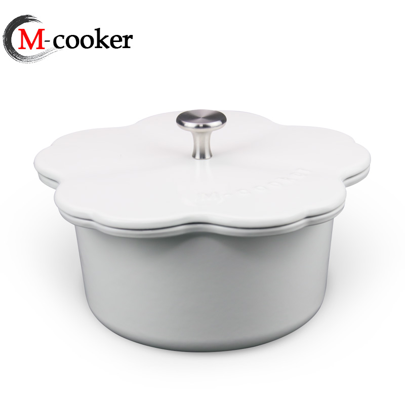 High Quality Cast Iron Casserole Dutch Oven Cute Flower Shape Enamel Metal Pot