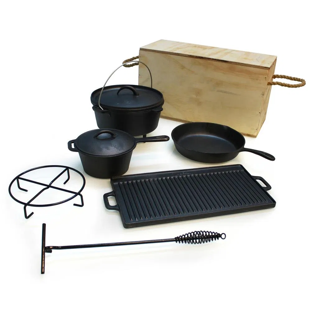 7-Piece Cast Iron Camping Cookware Sets