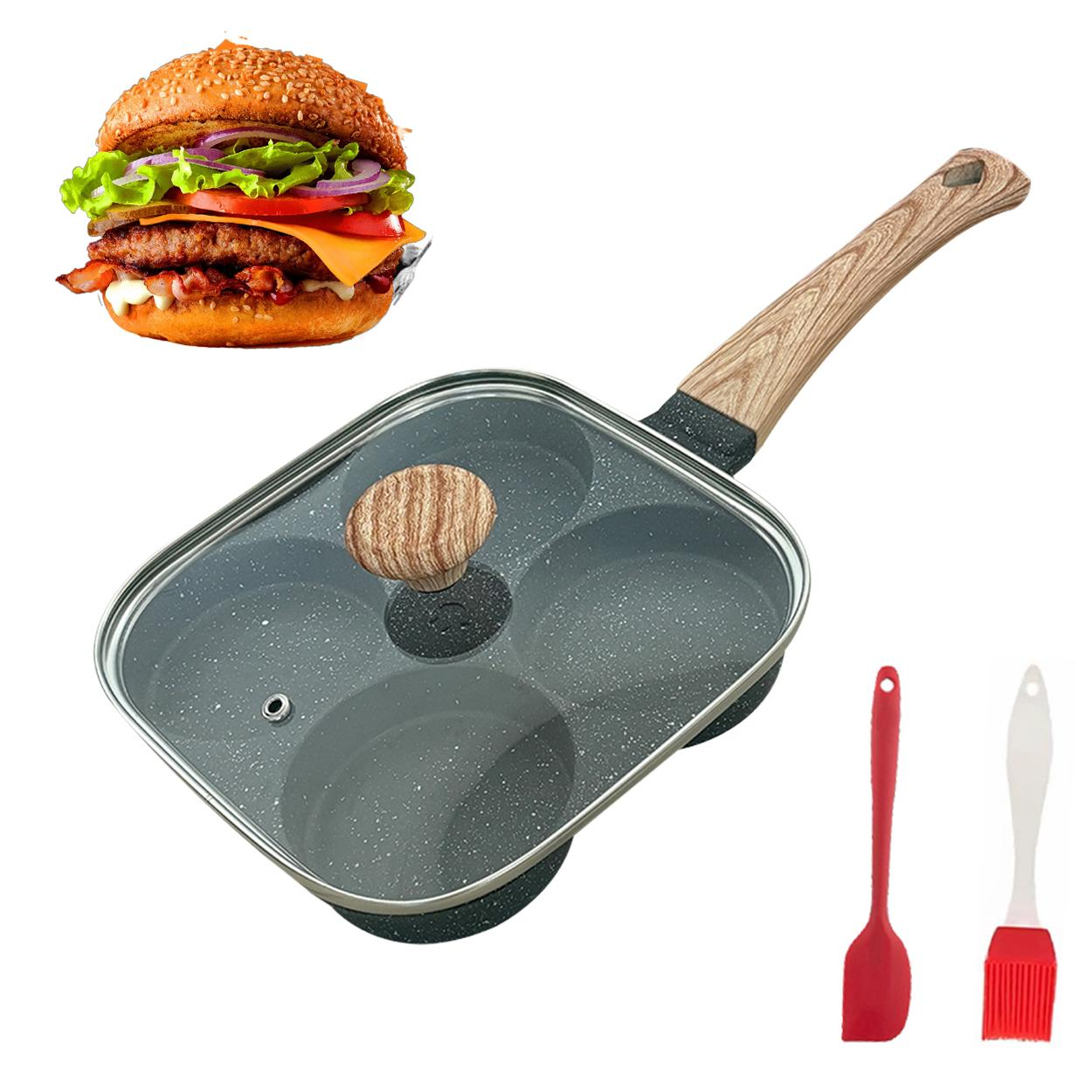 2026 Trending Modern Square 4-Hole Non-Stick Egg Frying Pan Cross-Border Enlarged Deep Induction Cooker Universal Breakfast Pan
