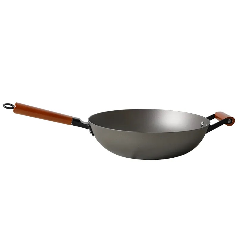 Lightweight Cast Iron Non-Stick Frypan Lid Wooden Handle Kitchen Cooking Cookware Gas Induction Stove