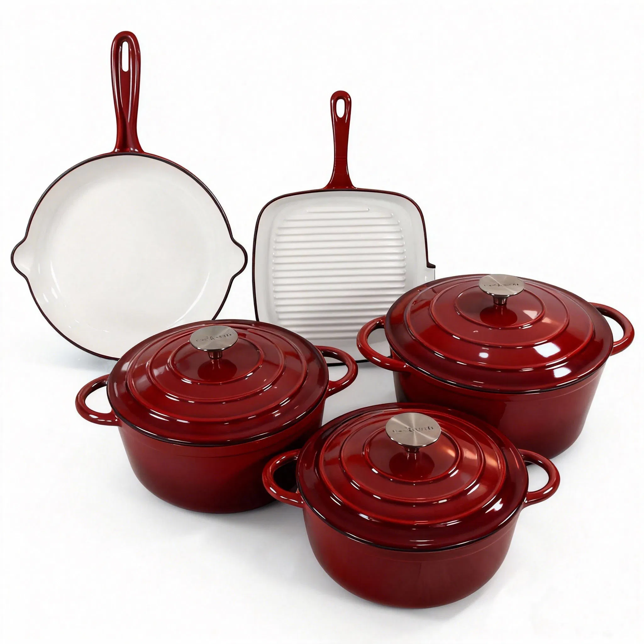 Customized Enamel Ware Cooking Pot Kitchen Cast Iron Set Cookware