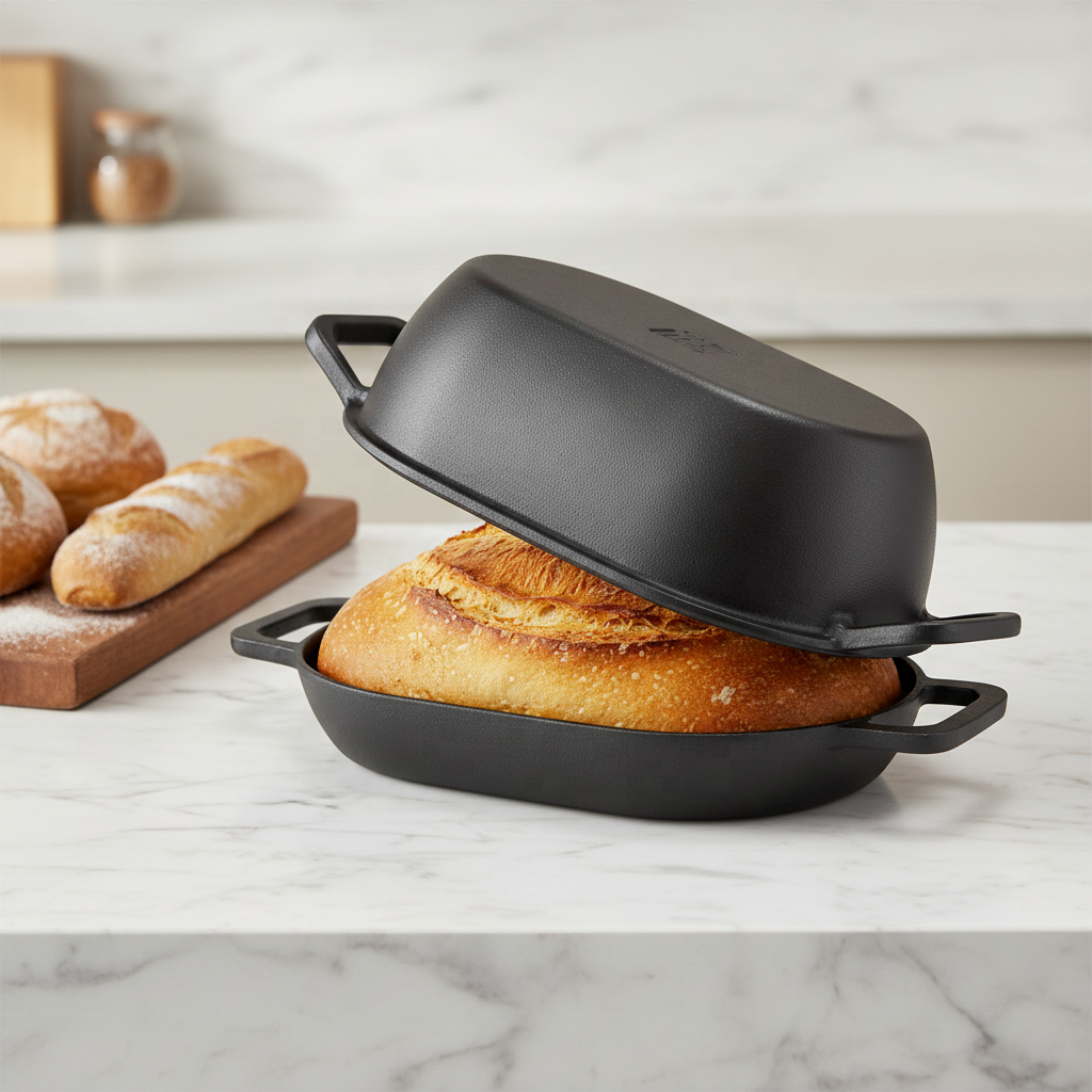 Wholesale Pre-Seasoned Combo Cast Iron Cookware Oval Dutch Oven Pot with Lid for Bread Baking Perfect for Sourdough