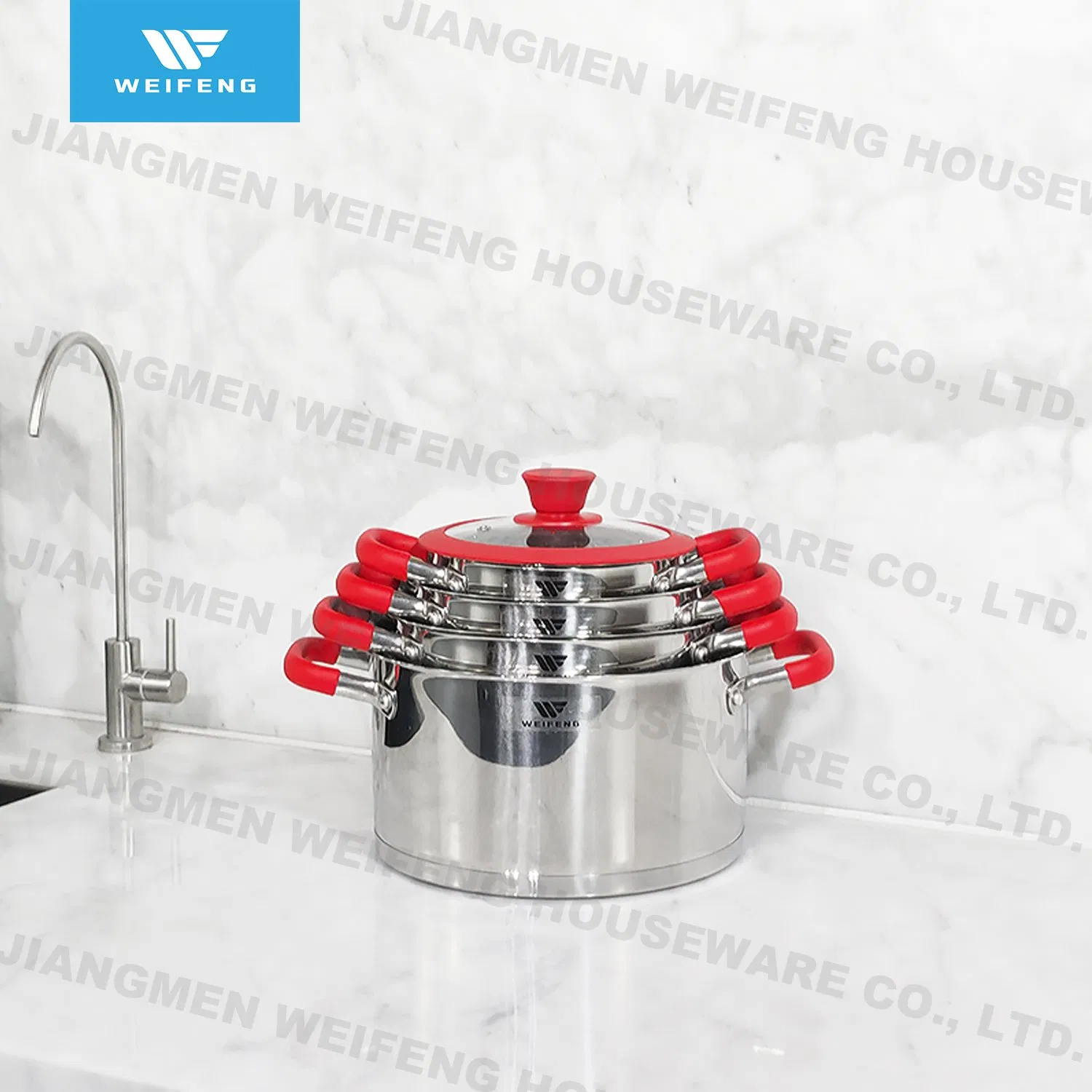 12PCS Stainless Steel Cookware with Anti-Hot Handle &amp; Straight Base