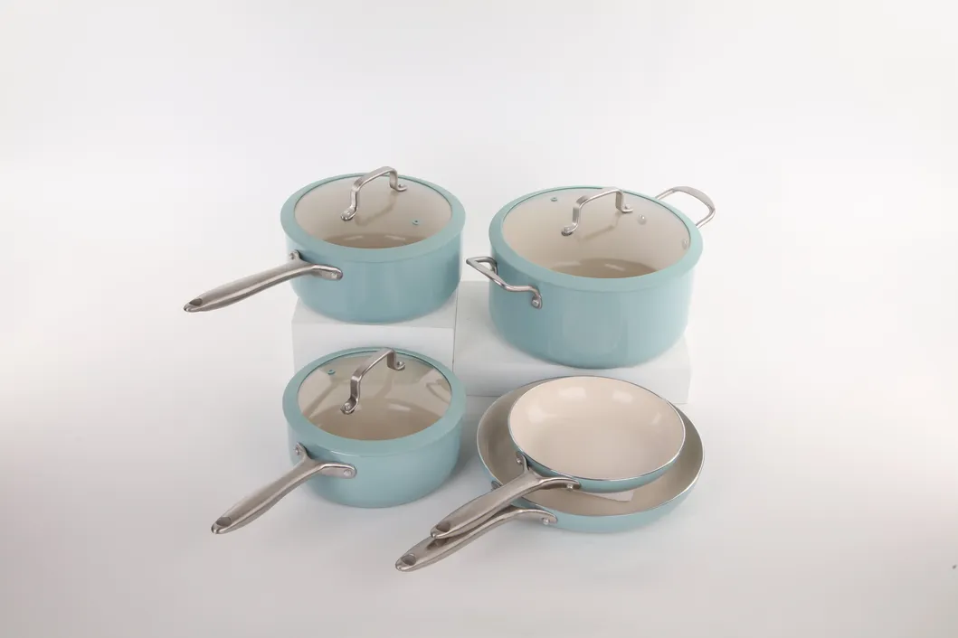 China Factory Price 8PCS Non Stick Ceramic Coating Induction Bottom Aluminum Cookware