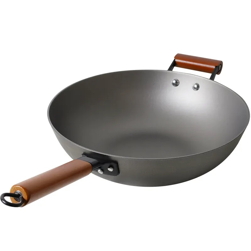 Lightweight Cast Iron Non-Stick Frypan Lid Wooden Handle Kitchen Cooking Cookware Gas Induction Stove