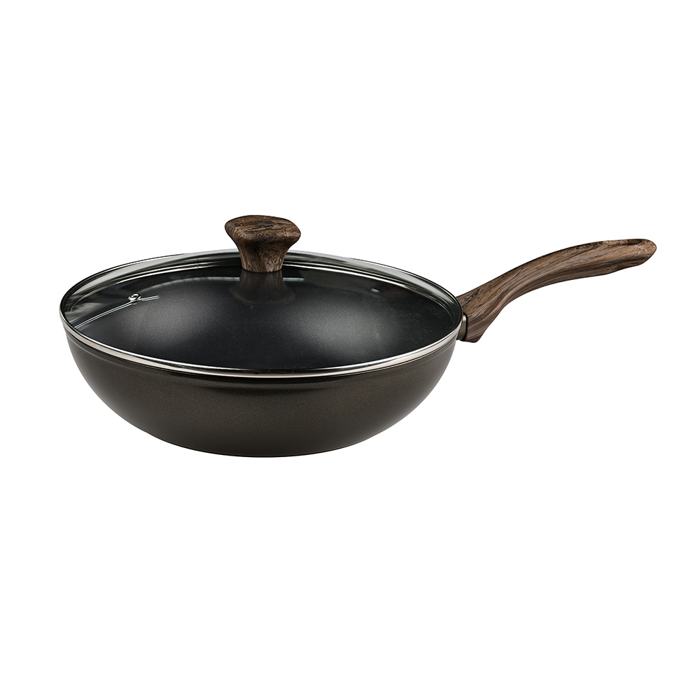 Non-Stick Wok with Lid Forged Aluminum Woks &amp; Stir-fry Pans Induction Cookware PFOA FREE