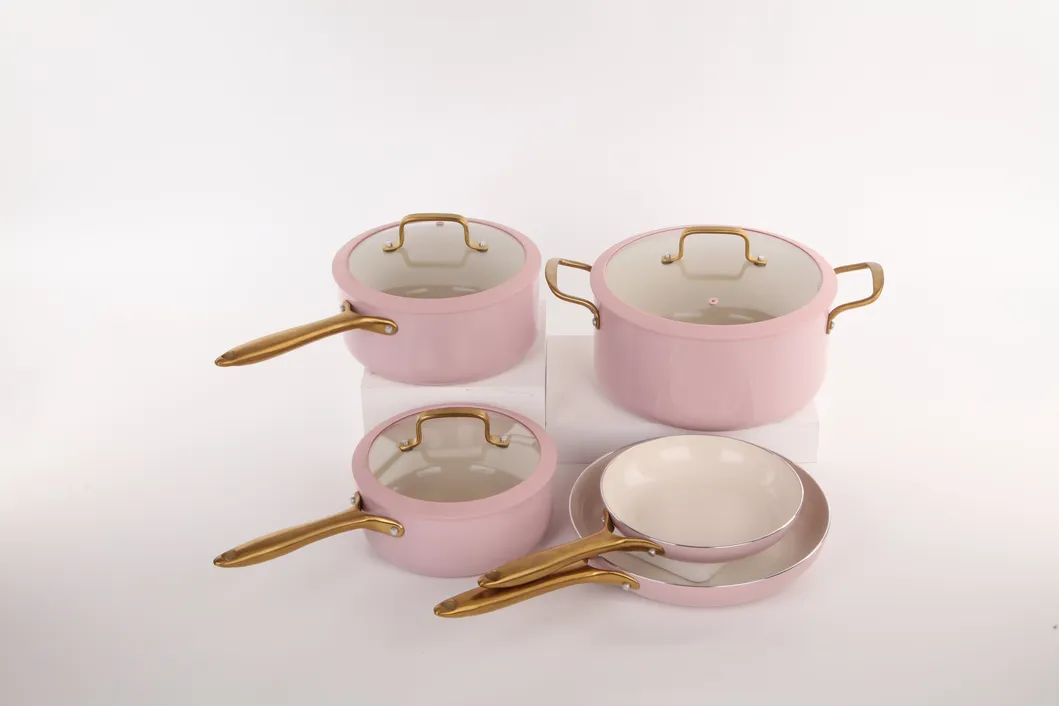 China Factory Price 8PCS Non Stick Ceramic Coating Induction Bottom Aluminum Cookware