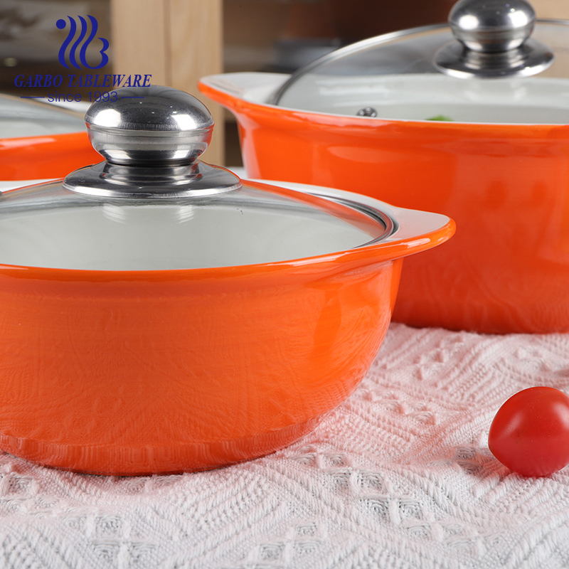 Ceramic Baking Bowl with Handle Glass Lid Covered Baking Casserole Dish Set Durable Porcelain Pan Round Cookware Casserole