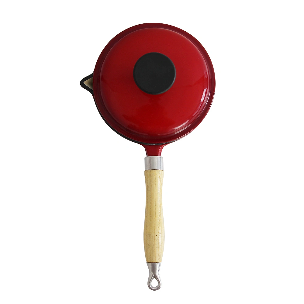 Cast Iron Sauce Pan with Wooden Handle
