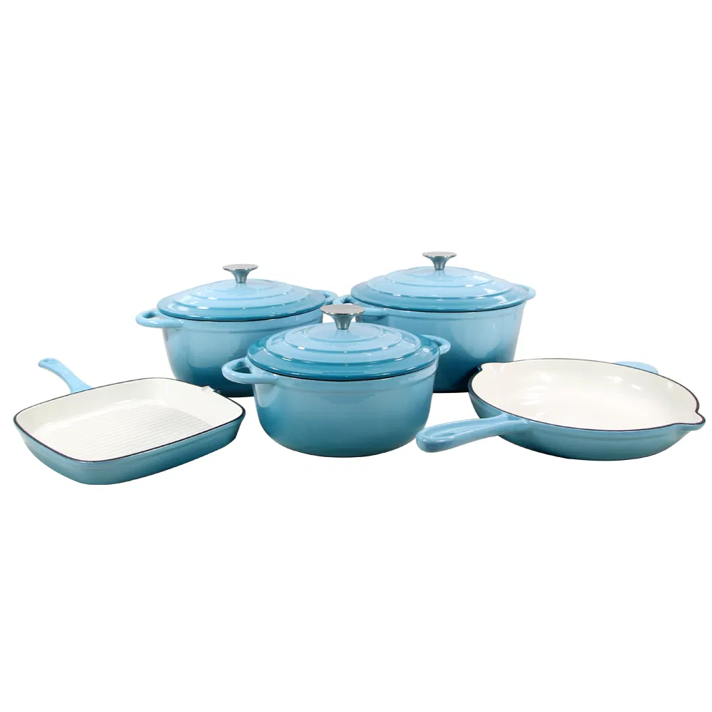 Customized Enamel Ware Cooking Pot Kitchen Cast Iron Set Cookware