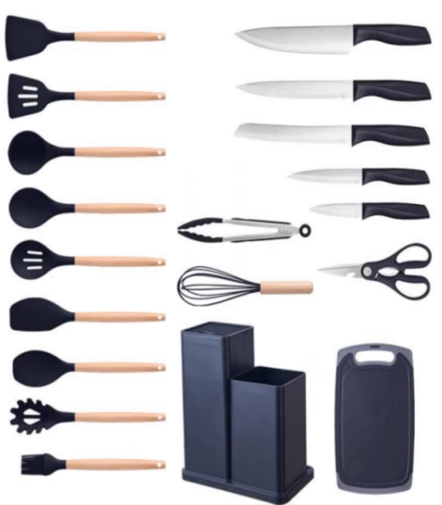Professional Stainless Steel Silicone Kitchenware Set Unique Products With Knife Set Combination