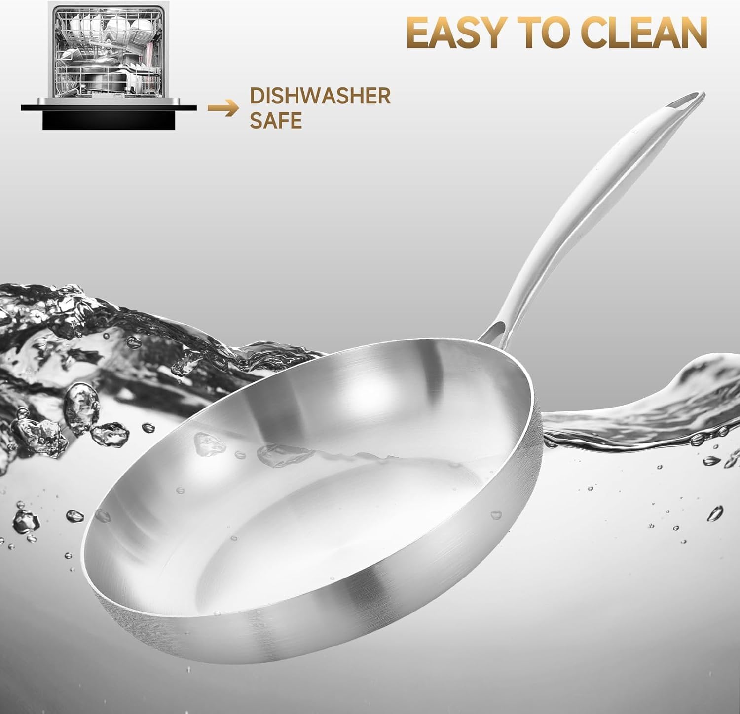 26cm Stainless Steel Frying Pan, Commercial Grade Skillet, Restaurant Kitchen Cookware