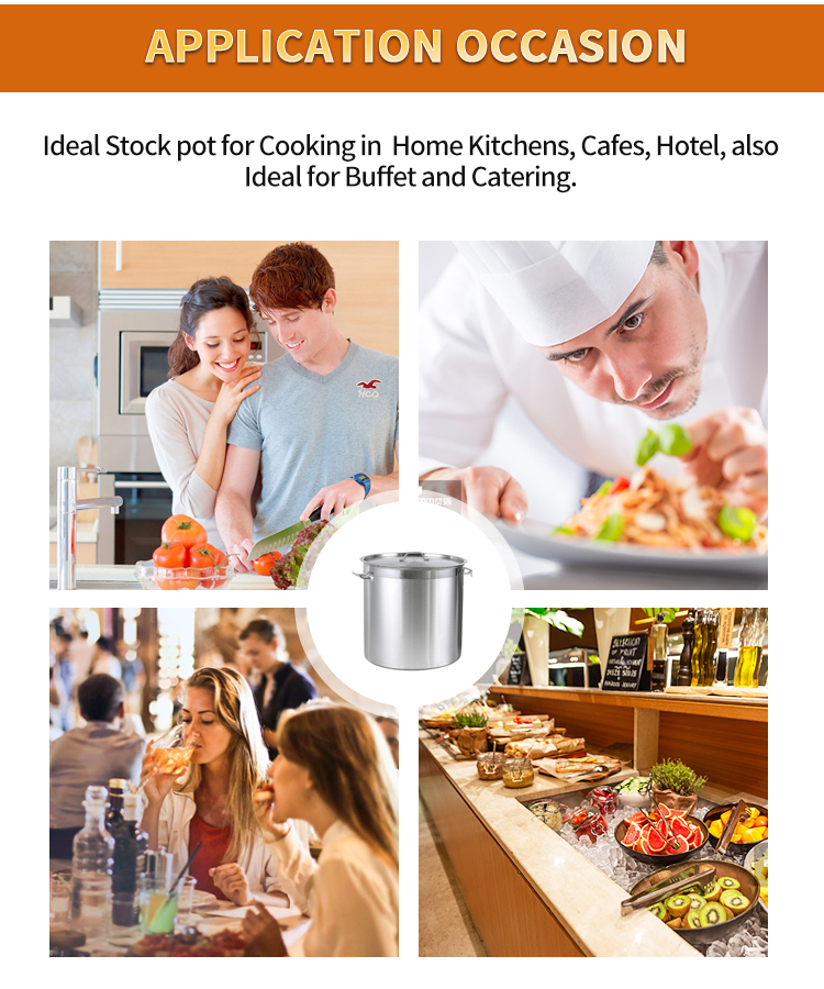 30L 304 Stainless Steel Stock Pot With Lid and Compound Bottom Cooking Pot