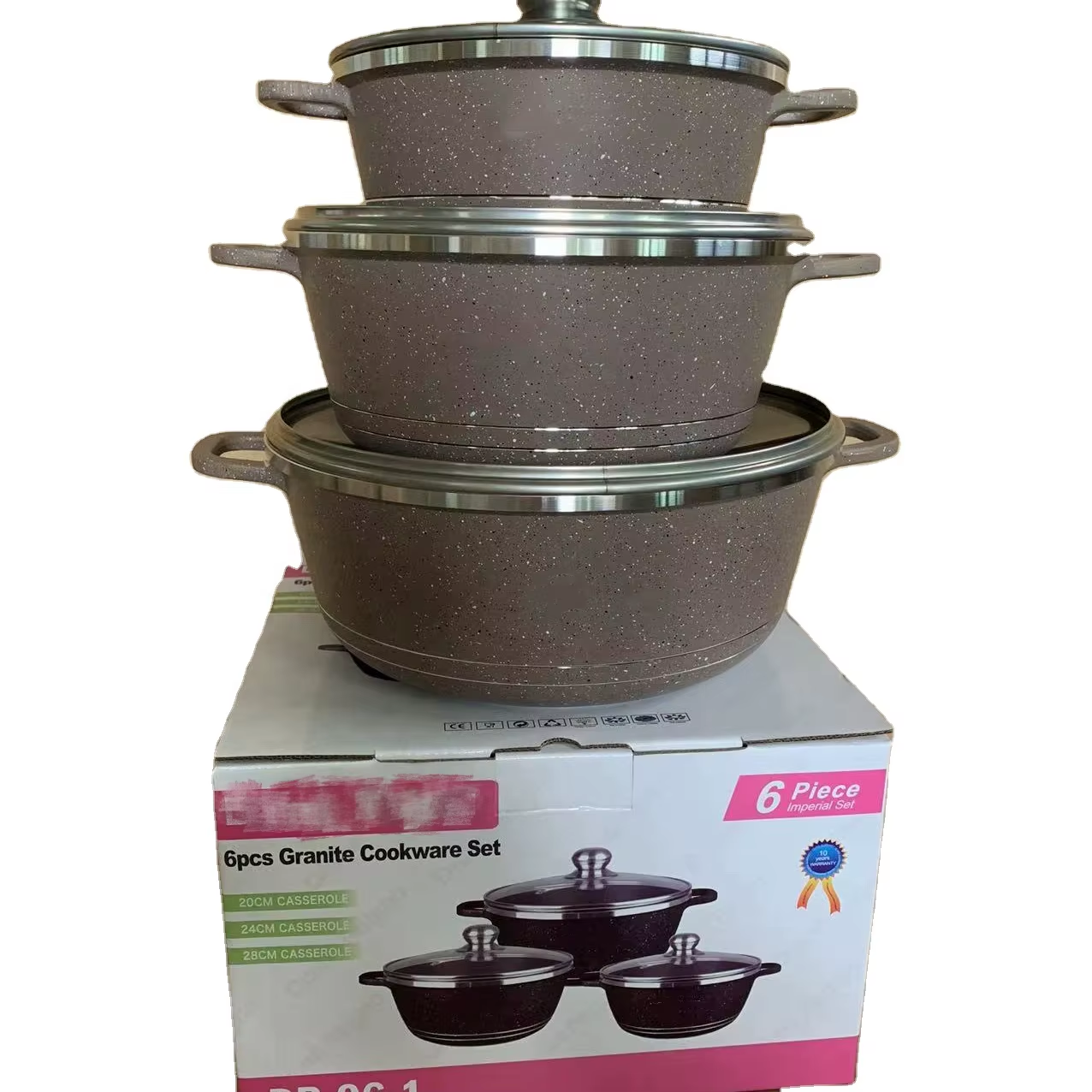Cookware Set Cookware Kitchenware and Cookware with Glass Cover Professional 6pcs Metal Simple