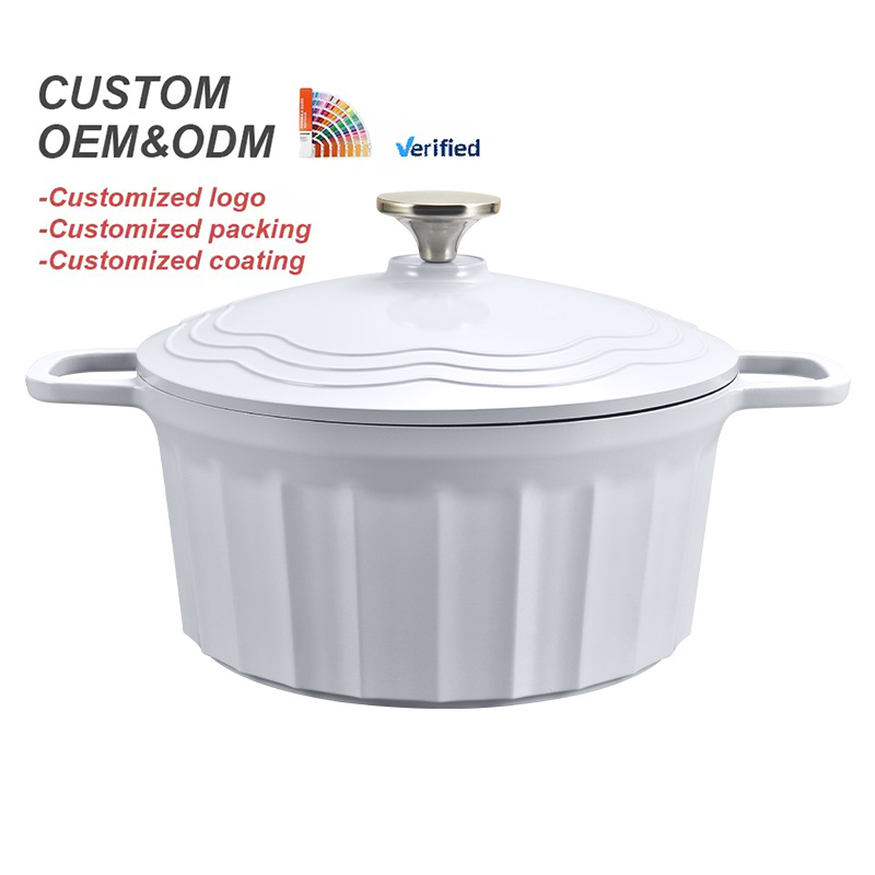 Wholesale Household Enameled Cast Aluminum Dutch Oven Non-Stick Soup Pot Round Casserole Cast Aluminum Dutch Oven