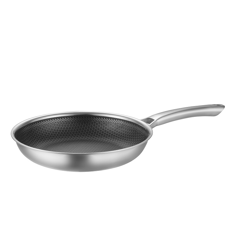 Wholesale Custom 304 Stainless Steel Induction Cookware Set Triply Non-Stick 20/24/28cm Honeycomb Ceramic Skillet Modern Home