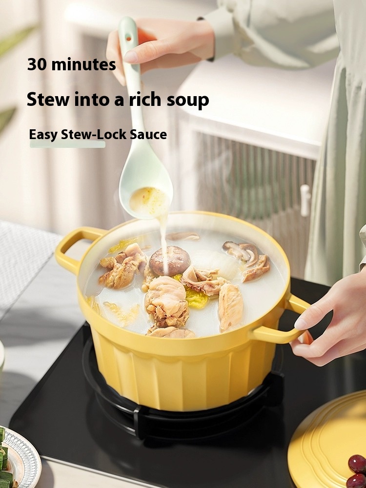 High-Value Household Ceramic Pot Non-Stick Double Ear Stew Pot with Induction Compatibility Universal Soup &amp; Stock Pots