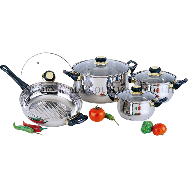 Cast Iron Kitchen Ware 8PCS Stainless Steel Cookware with Bakelite Handle