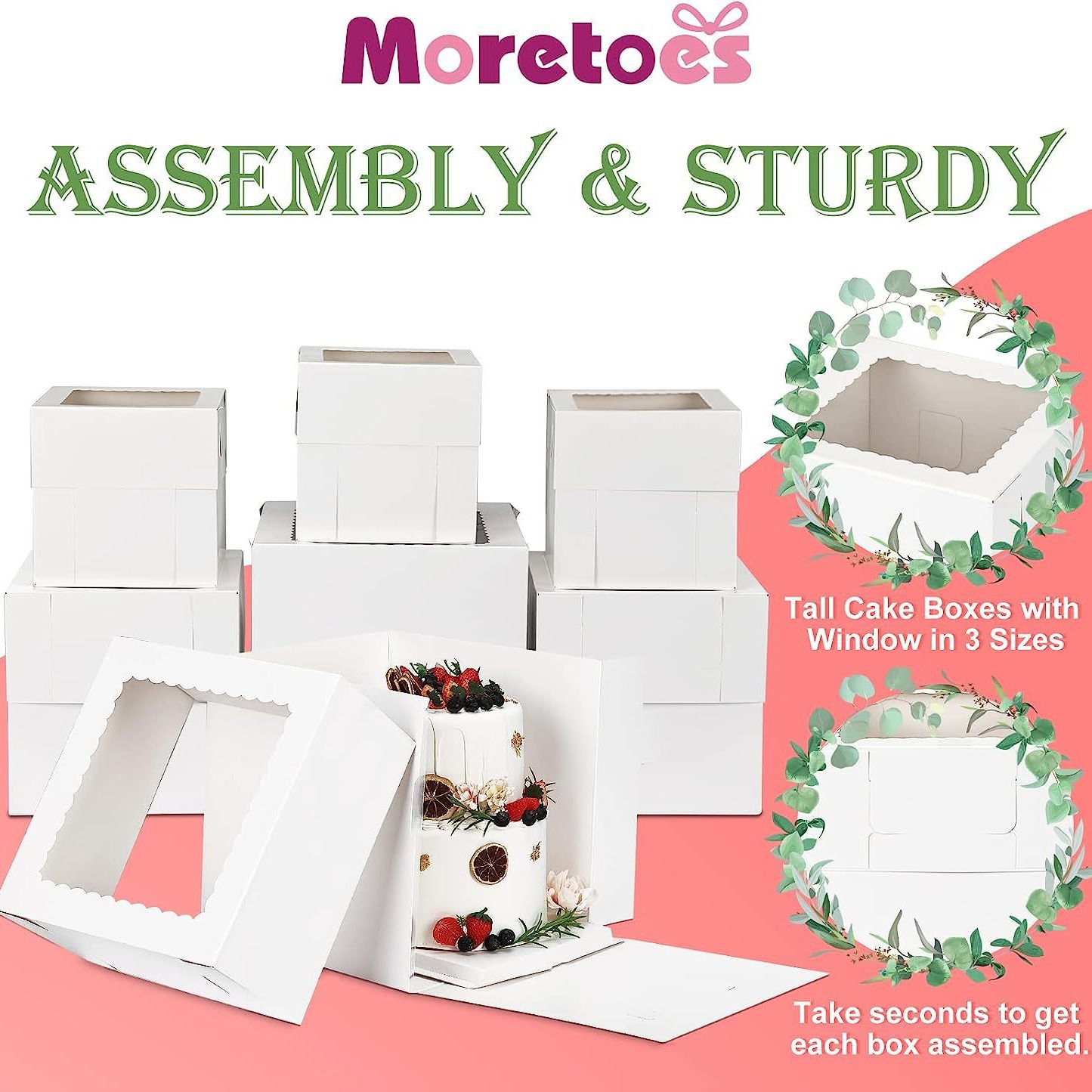 Wholesale Luxury Birthday Transparent Large Tall Layer Custom Cake Boxes With Window