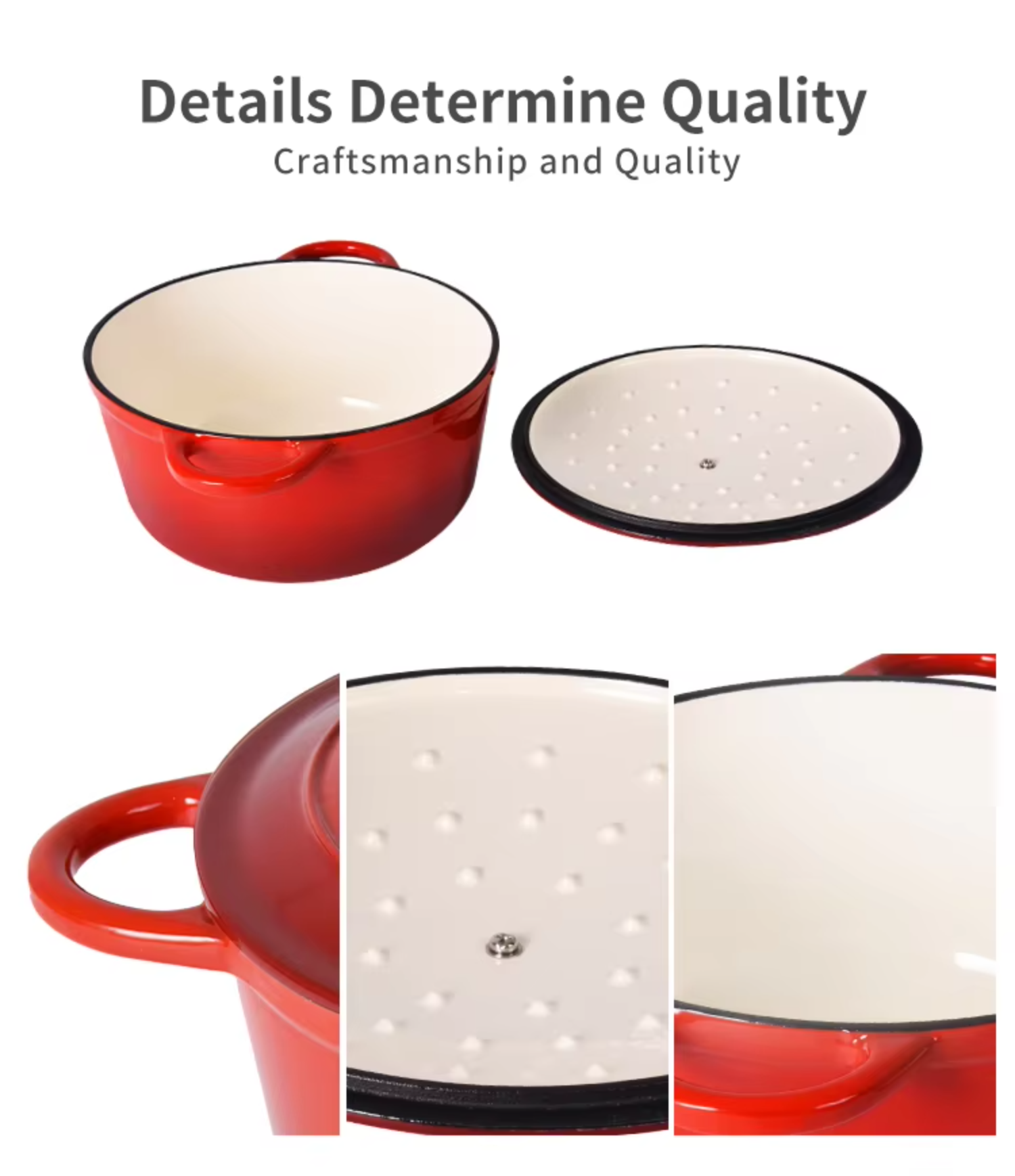 Factory Price Kitchen Restaurant Cooking Cookware 18/20/22/24/26/28cm Red Color Enamel Cast Iron Dutch Oven Soup Pot Casserole
