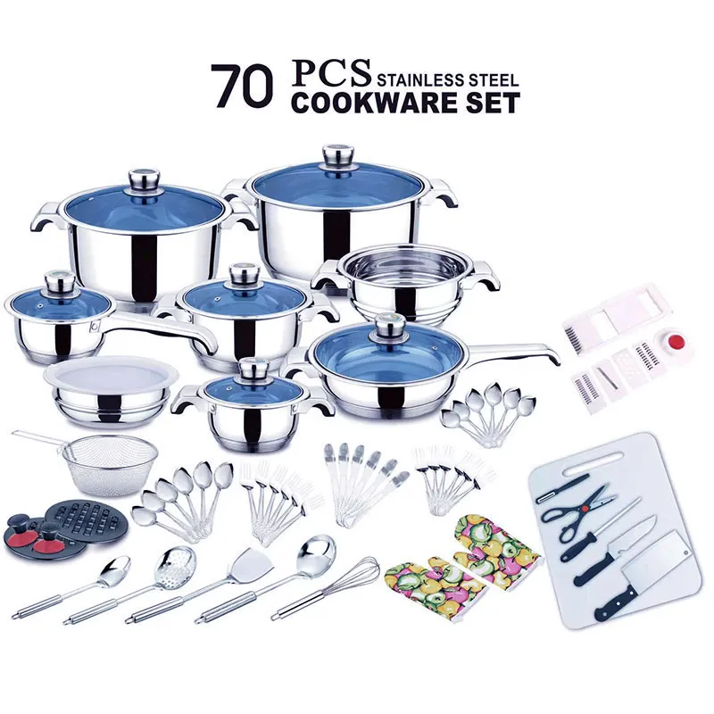 70pcs Stainless Steel Cookware Set