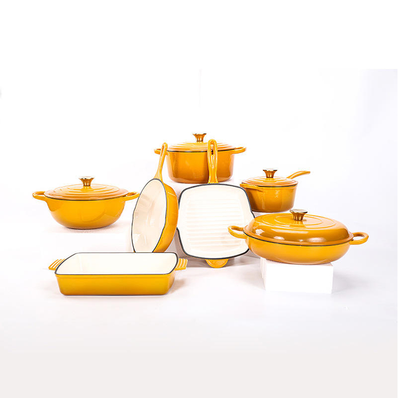 Nonstick Enamel Cast Iron Cookware Set 11-Piece Casserole Gas Induction Cooker Oven Safe High Quality Metal Cooking Pot Pan