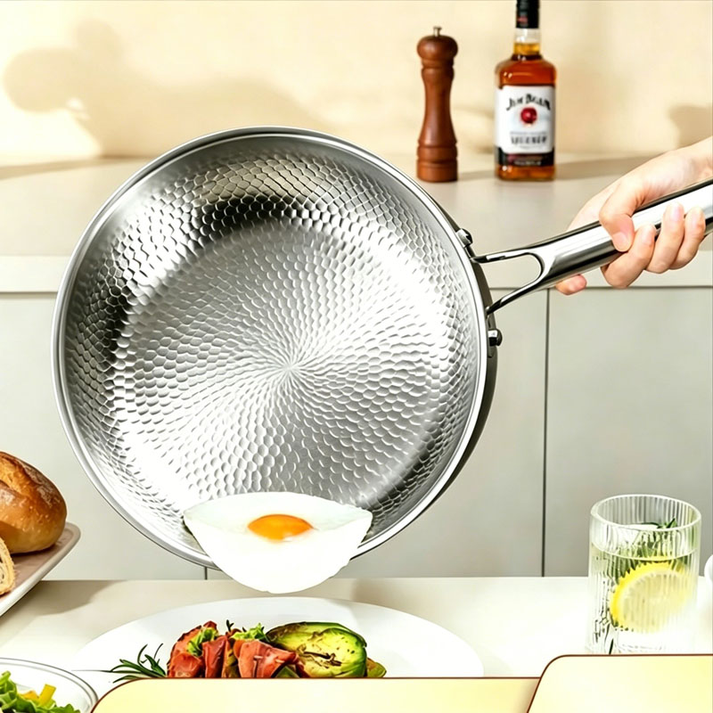 Premium Stainless Steel Skillet Stainless Steel Alloy Pan Non-Coated Home Use Steak Pan Gas Stove Compatible Titanium Cookware