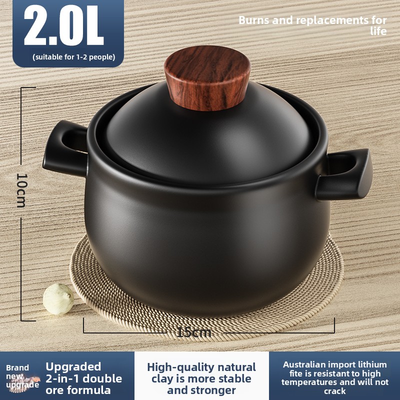 Ceramic Clay Pot Stew Soup Porridge High Temperature Resistant Gas Stove Compatible Dry Burning Non-Cracking Casserole