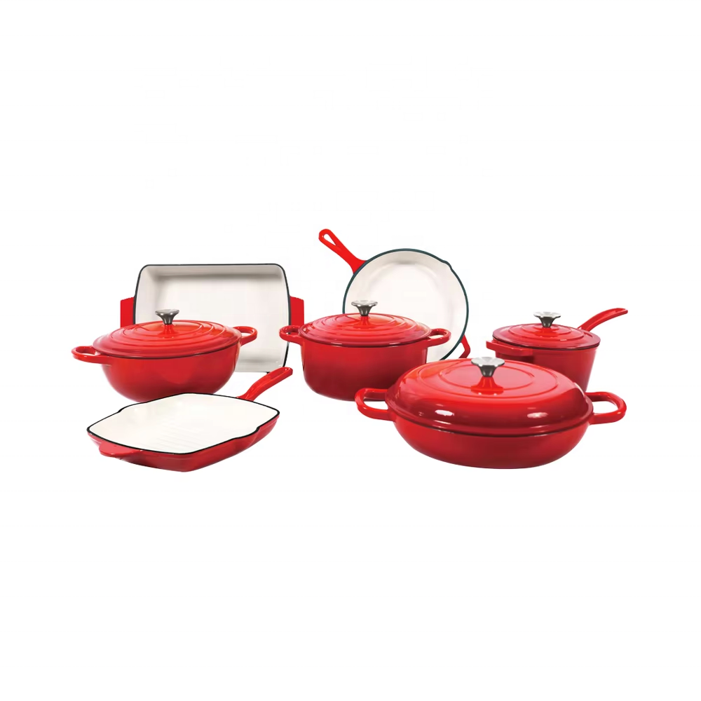 Cast Iron Multicolor Enamel Casserole Cookware Soup Stock Shallow Seafood Cooking Pots Metal Material