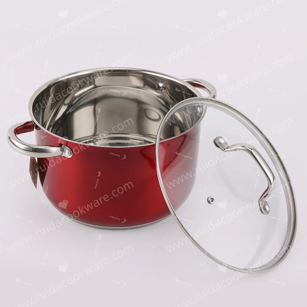 Good Quality 12PCS Stainless Steel Cookware Set with Red Color Painting